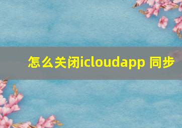 怎么关闭icloudapp 同步